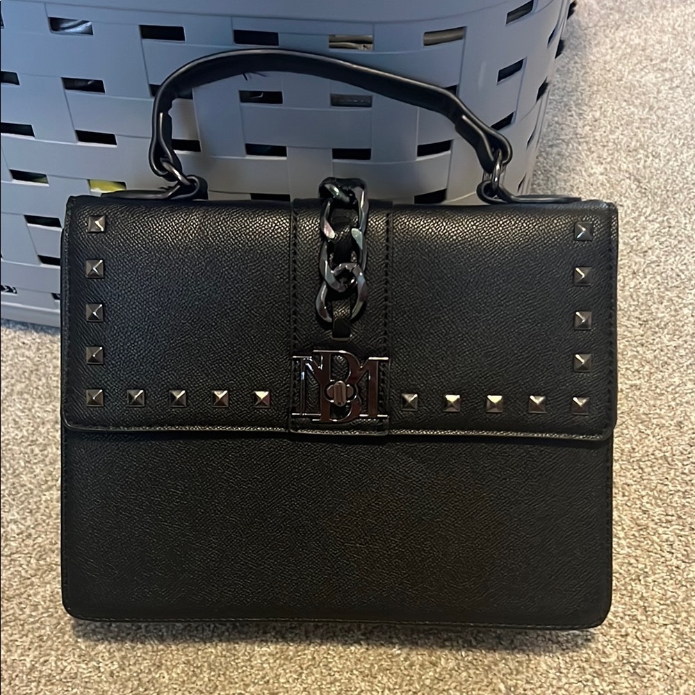 Badgley Mischka Black Studded Handbag - Picture 1 of 7
